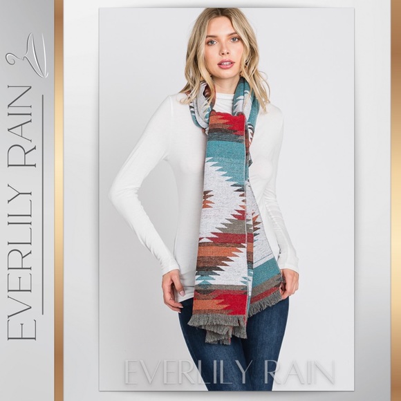 LAST ONE! Aztec Print Wide Long Scarf - Picture 6 of 12